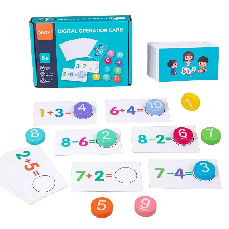 Kids Montessori Math Toy Set — Arithmetic Card Matching Games for Addition & Subtraction, Early Educational Counting Toy