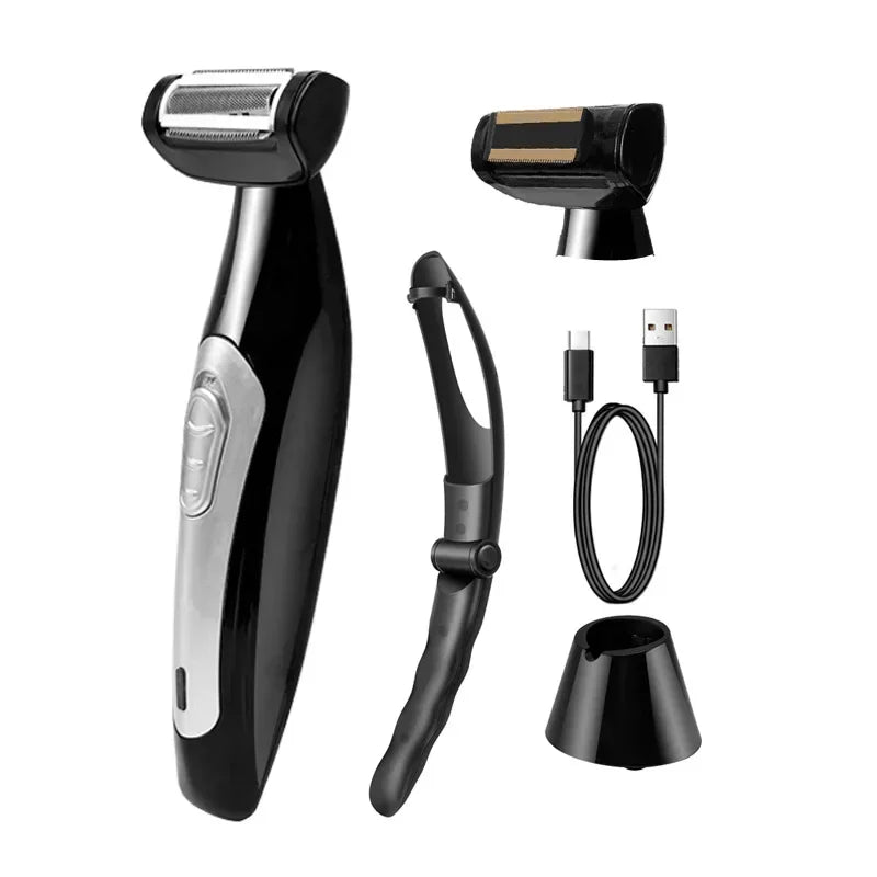 Electric Back Shaver for Men – USB Rechargeable Waterproof Back Hair Trimmer with Extended Handle