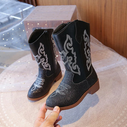 Children’s Western Embroidered Boots - Tall Fall & Winter Boots for Boys & Girls Ages 3–18