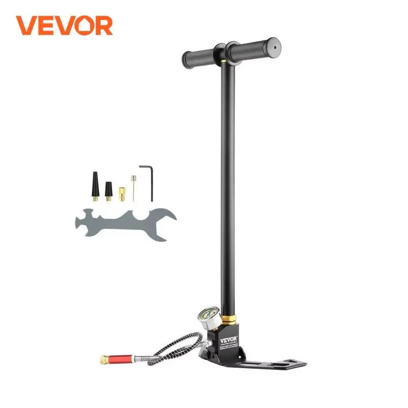 VEVOR 3-Stage PCP Air Pump — 30MPa/4500PSI Hand Stirrup Pump with Pressure Gauge for Pistols, Rifles, Air Guns, Cars & Bicycles