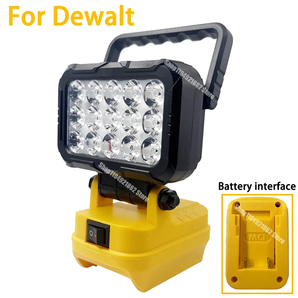 18V Lithium Battery LED Work Light – USB Charger Hand Lantern for Makita, Milwaukee & Dewalt Power Tools