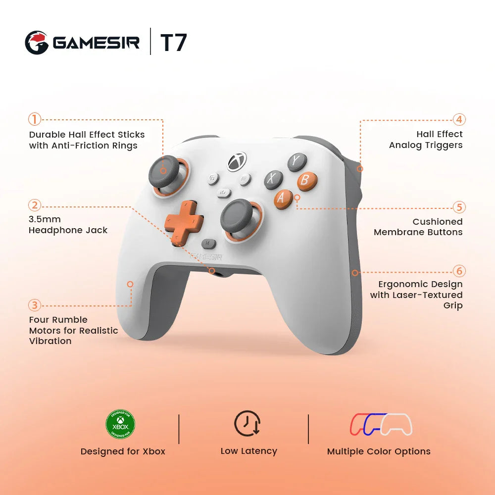 GameSir T7 Wired Xbox Controller – Gamepad for Xbox Series X/S & Xbox One with Hall Effect Joystick Trigger