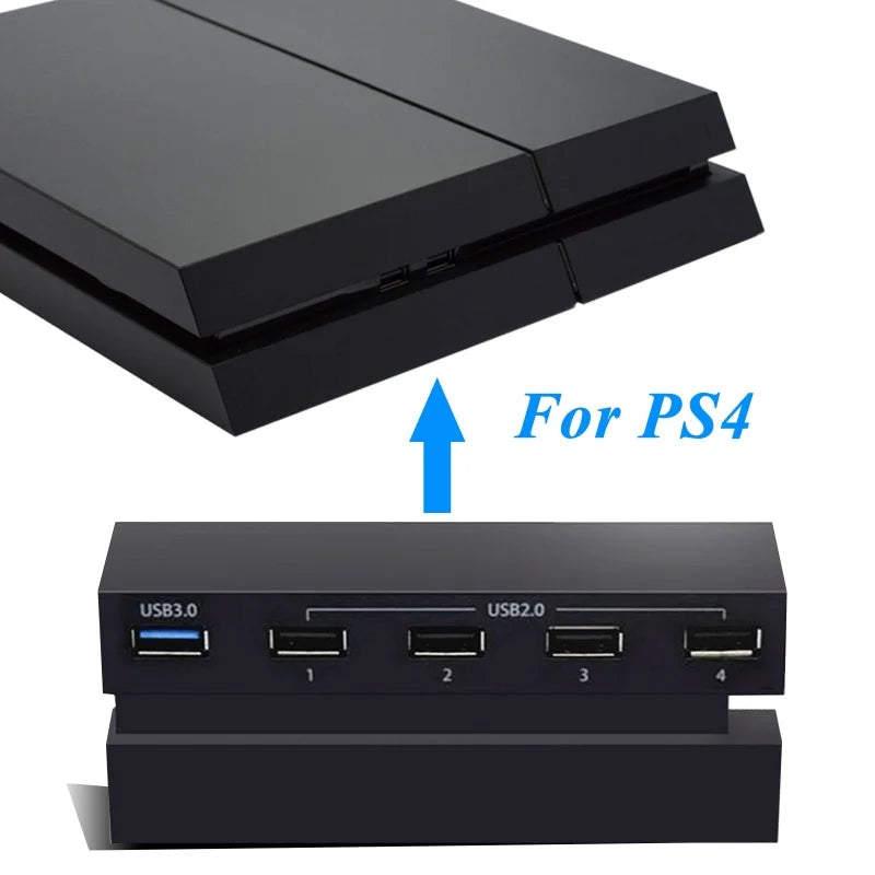 5-Port USB Hub for PS4 Gaming Console – High-Speed USB 3.0 Expansion Adapter (Not for PS4 Slim/Pro)