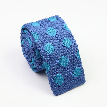 Classic Knit Neck Tie for Men — 6cm Plaid & Dots Casual Business Wedding Tie