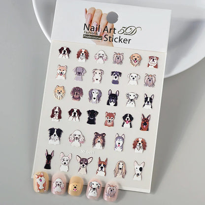 5D Macaron Nail Stickers - Embossed Flower, Fruit, Bear & Rabbit Charms for Summer DIY Manicure Decoration