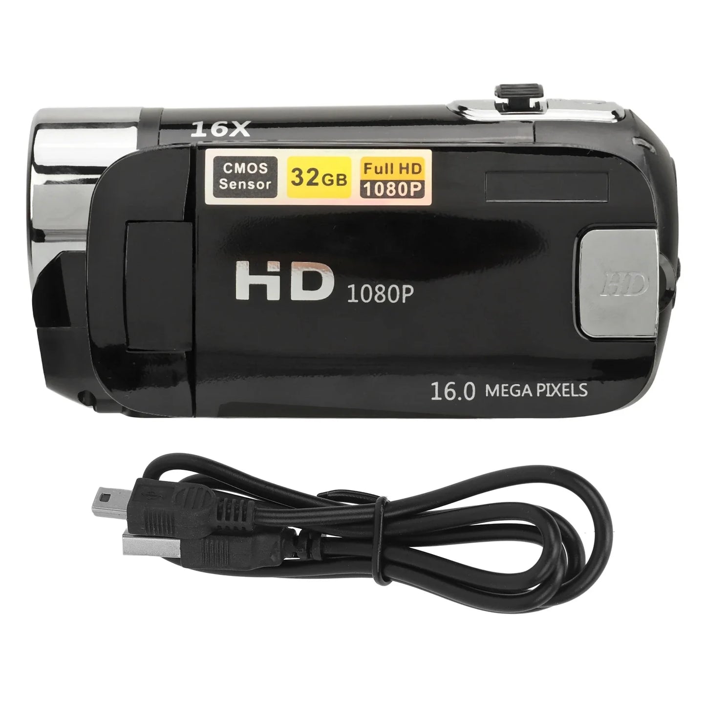 D90 1080P 16MP Digital Camera – 2.4" Rotatable Screen, 16X Zoom, HD Video Recorder with Fill Light