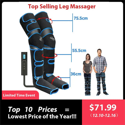 Foot Air Pressure Leg Massager — 360° Circulation & Muscle Relaxation Device for Lymphatic Drainage