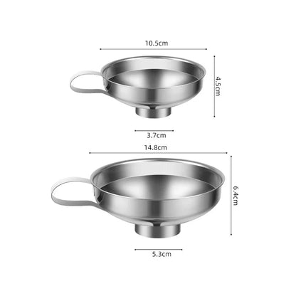 Popular Stainless Steel Wide Mouth Canning Funnel - 2 Sizes, Salad Dressing and Liquid Hopper Filter for Kitchen Tools