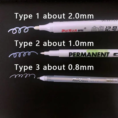 Waterproof White Paint Marker Pens 2.0mm 1/3/5PCS – Oil-Based Fine Tip for DIY Crafts, Sketching & Art