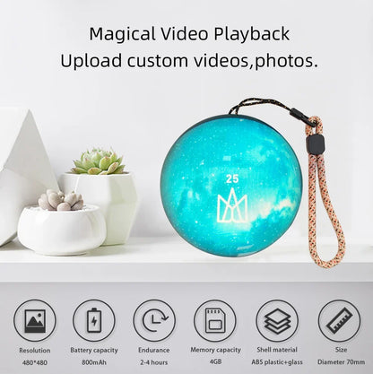 7cm 3D Crystal Ball Display - DIY Electronic Video Playback Globe & Gift for Family, Friends and Graduation