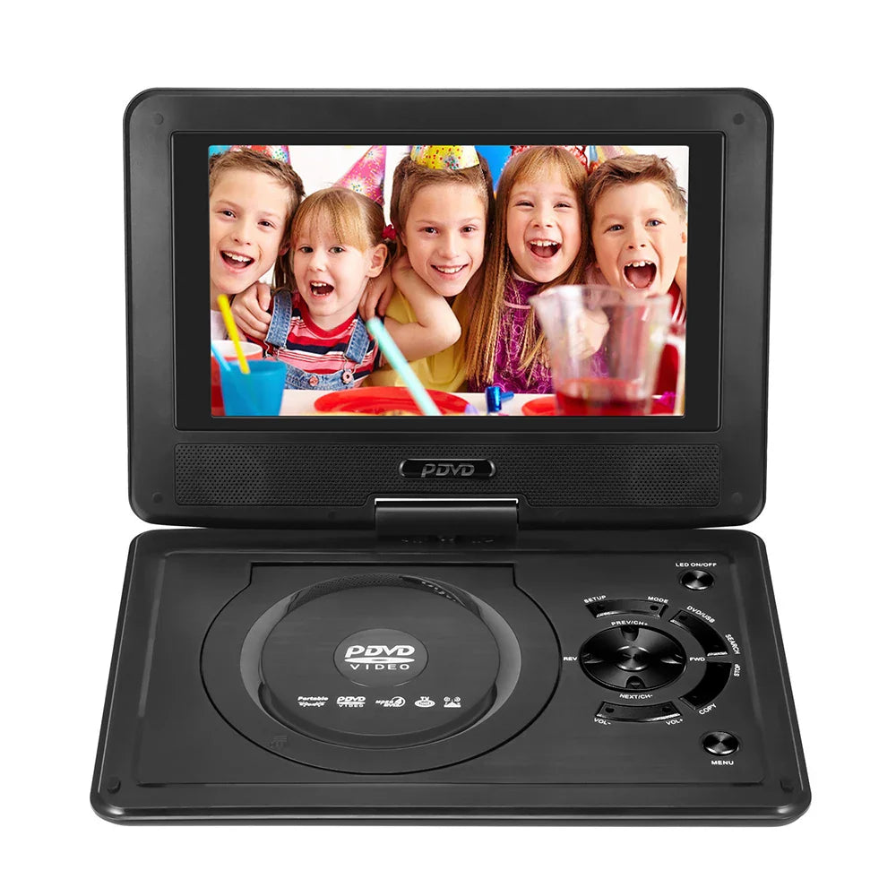9" Portable HD TV DVD Player – 16:9 LCD Screen, 234x480 Resolution, CD/Game/TV/USB/Radio Compatible