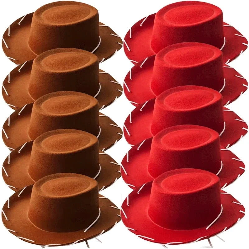 Kids Cowboy Western Hat - Brown Red Costume Accessory for Halloween, Birthday & Theme Parties