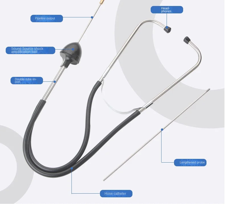 Auto Cylinder Stethoscope — Mechanics Tool for Car Engine Diagnostics and Automotive Sound Detection