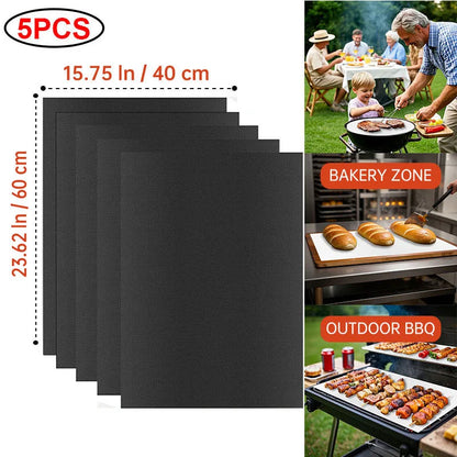 Reusable BBQ Grill & Oven Mat - Non-Stick Heat Resistant Baking Liner for Grilling, Cooking & Oven Protection