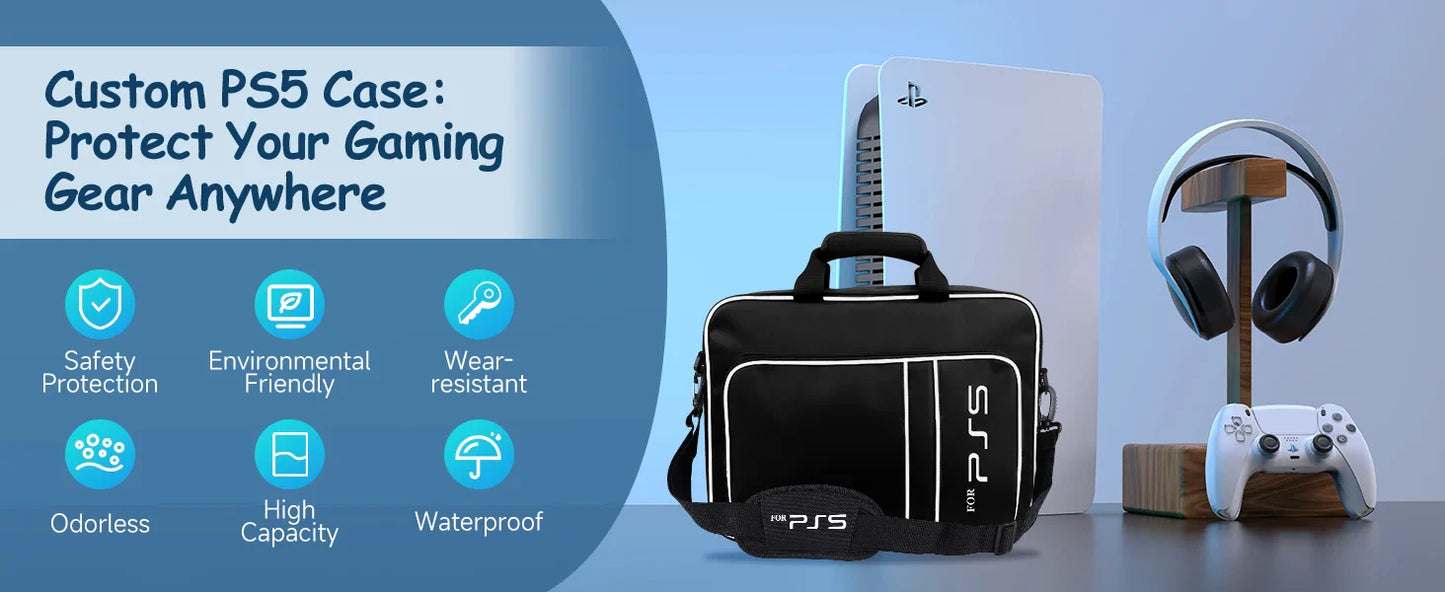 PS5 Travel Case - Protective Carry Bag for PS5 Disc/Digital Console, Controllers, Game Cards & Headset