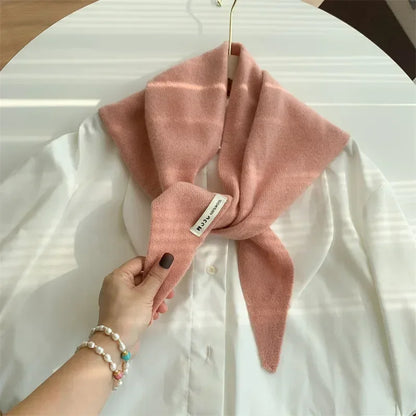 Women’s Wool Triangle Scarf – British Korean Knitted Headscarf & Warm Multi-Functional Wrap