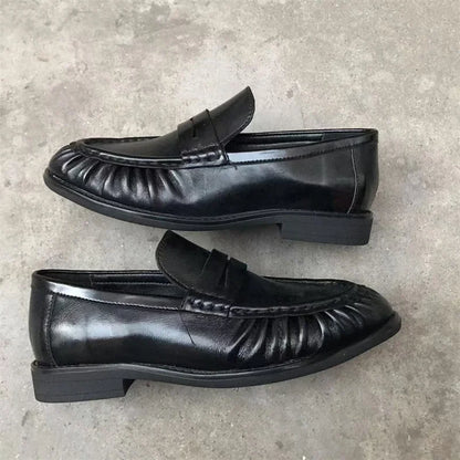 New French Retro Flat Shoes — Handmade Calf Leather, Le Fu Women’s Comfortable Rubber Sole, Casual One-Step Wear