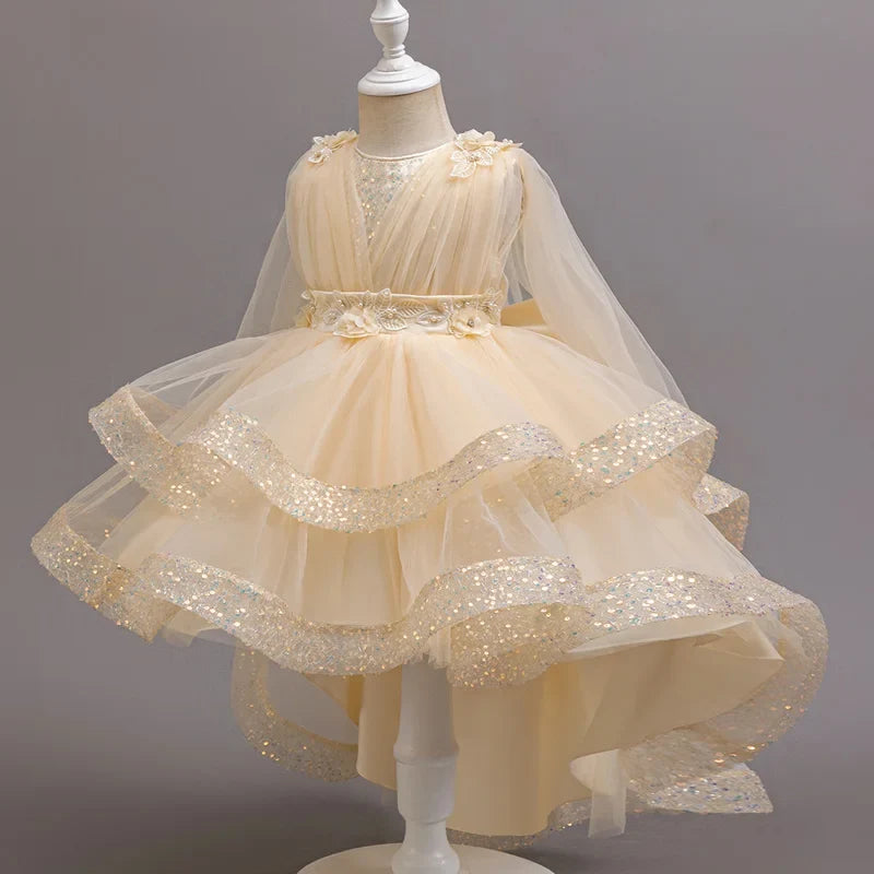 Girls Sequin Sleeveless Party Dress - Kids Wedding, Birthday and Performance Costume Dress