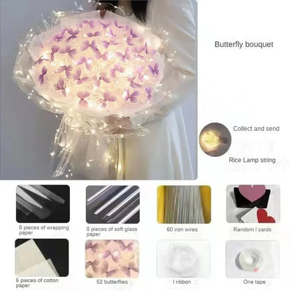 Butterfly Bouquet DIY – Handmade Artificial Flowers, Thoughtful Gift for Girlfriend, Birthday, Proposal & Wedding Decoration