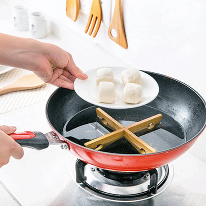 1-Piece Bamboo Trivet Pot Stand - Heat-Resistant Wooden Dish Holder, Anti-Heat Pan Rack for Kitchen, Eco-Friendly Cross Bamboo Cup Coaster