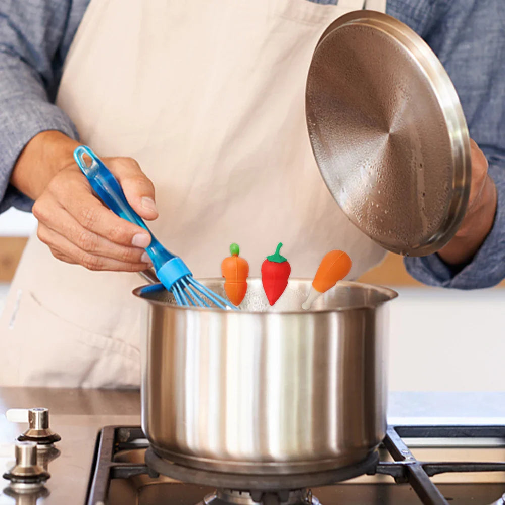 3-in-1 Silicone Pot Lid Holder Set - Anti-Spill, Heat-Resistant, Anti-Overflow Stopper and Cover Lifter - Durable Kitchen Tool