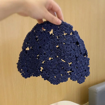 Autumn Winter Knitted Beret – Hollow Lace Flower Fashion Skullies Hat for Women, Casual Bonnet Cap