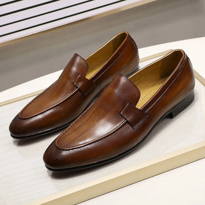 Men’s Genuine Leather Slip-On Loafers - Black & Brown Wedding, Party, Dance, Business & Casual Dress Shoes