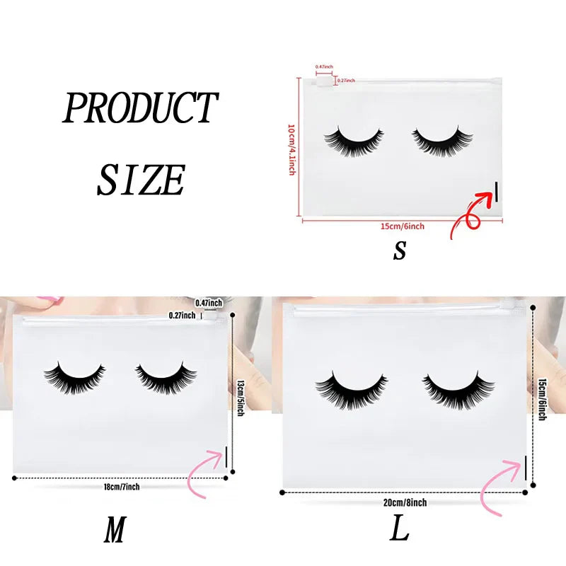 50pcs Reusable EVA Eyelash Aftercare Bags - Makeup Pouches with Zipper, Toilet Travel Plastic Storage, Cosmetic Makeup Accessories