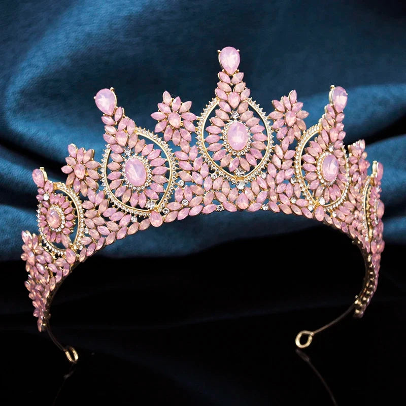 Rhinestone Bridal Tiara Jewelry Set - Wedding Crown with Necklace and Earrings for Women