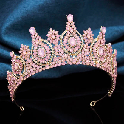 Rhinestone Bridal Tiara Jewelry Set - Wedding Crown with Necklace and Earrings for Women