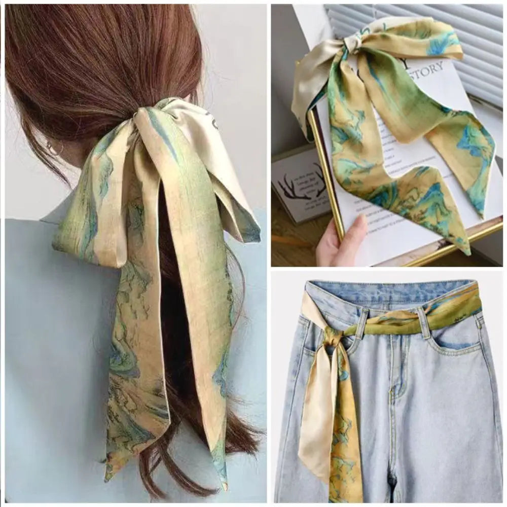 Fashion Ribbon Headband – New Floral Chinese Style Scarf, Oil Painting Floral Hair Bands for Women