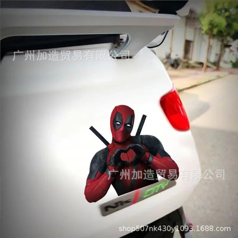 Cute Deadpool Car Sticker – Waterproof Heart Decal for Scratch Cover, Exterior Decoration & Gift Accessory