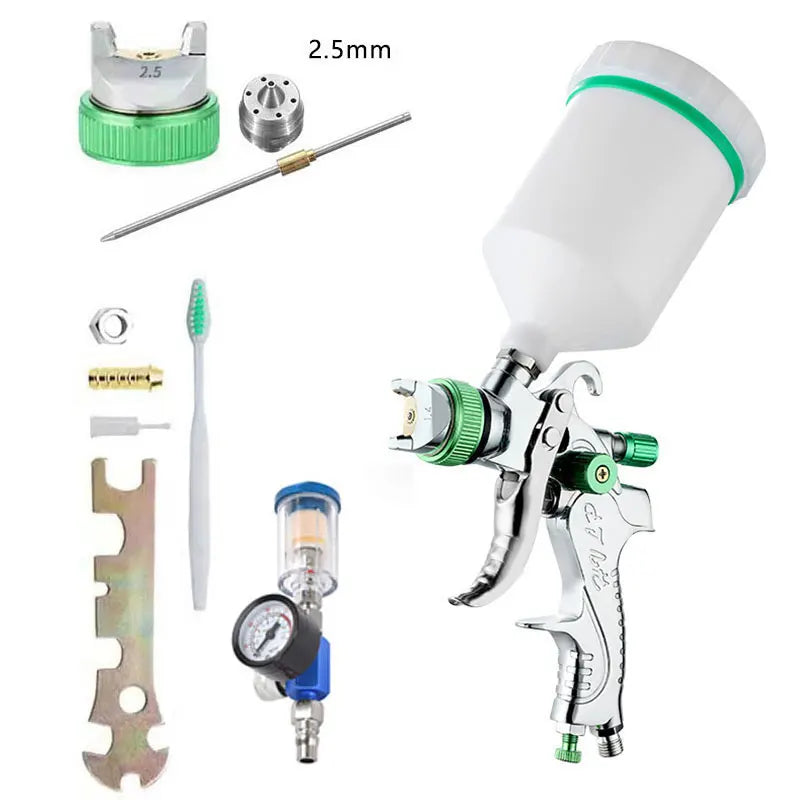 HVLP Professional Spray Gun – 1.4/1.7/2.0/2.5mm Steel Nozzle Gravity Gun for Car Paint | Portable DIY Spray Paint Kit
