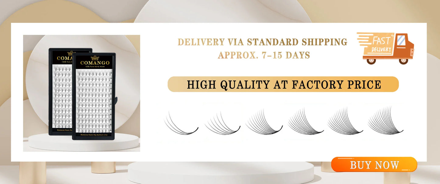 CoMango Faux Mink Eyelashes Extensions – 1D/2D/Y, C/D Curl Natural Russian Volume Soft PBT Lashes