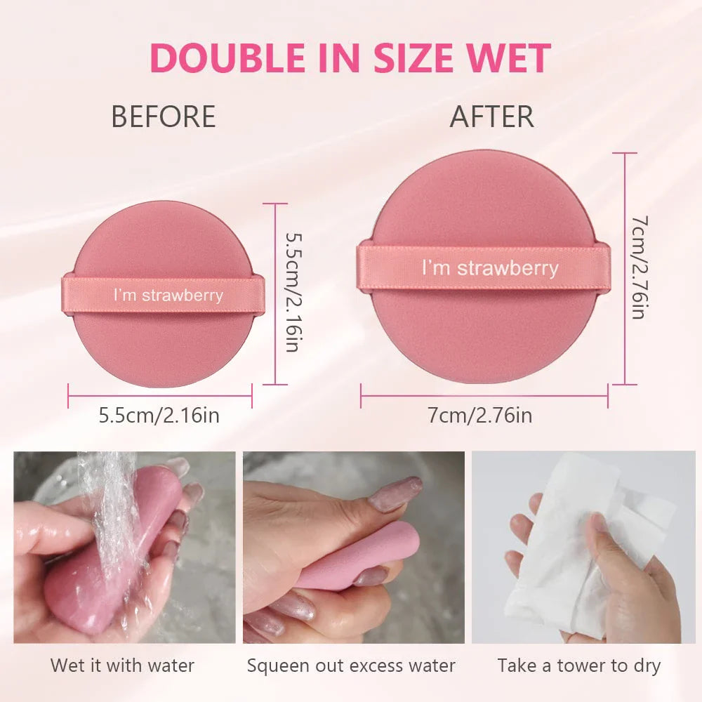 Karsyngirl 7-Pcs Strawberry Cosmetic Puff Set — Double-Sided Soft Makeup Sponges for Powder & Beauty Tools