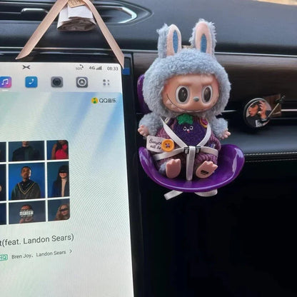 Labubu Car Doll Safety Seat – Kawaii Plush Aromatherapy Air Freshener for Ob11 & Dolls up to 18cm