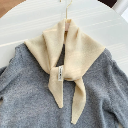 Women’s Wool Triangle Scarf – British Korean Knitted Headscarf & Warm Multi-Functional Wrap