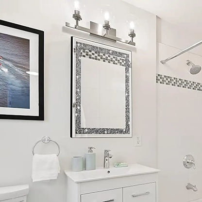 Crystal Crush Diamond Mirror 16x20 – Luxury HD Glass Wall Mirror for Bathroom, Bedroom & Entryway Home Décor Accent