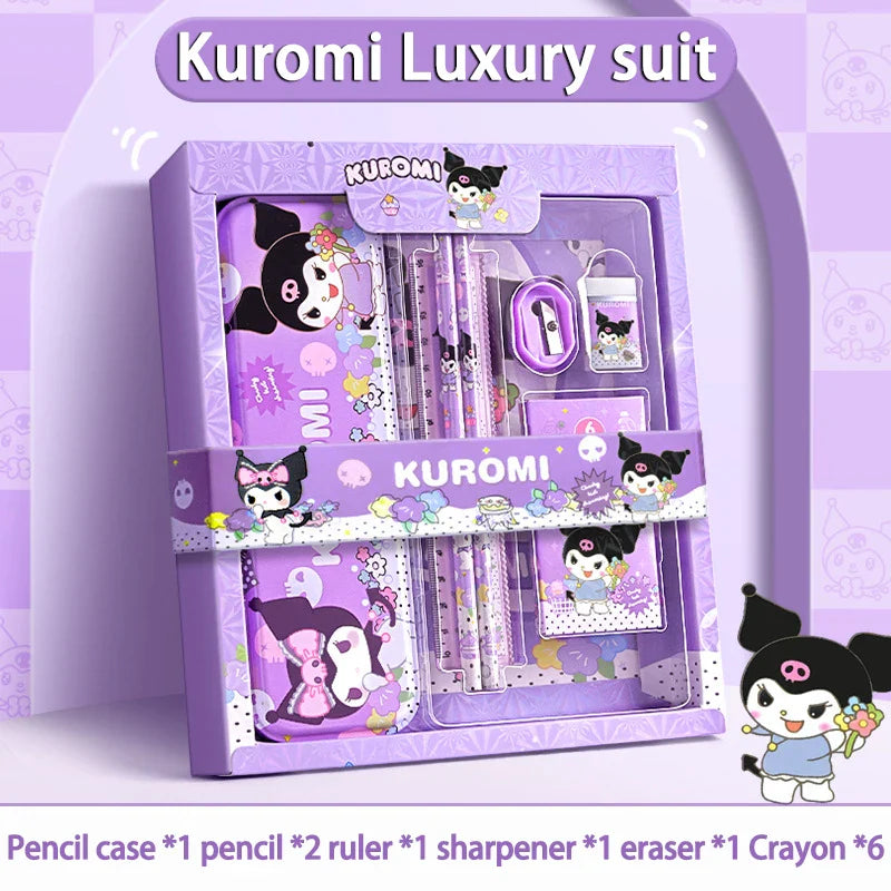 Sanrio Learning Stationery Set – Kuromi, Melody & Cinnamoroll Cartoon Pencil and Eraser Gift Box for Kids