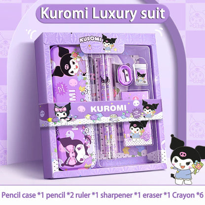 Sanrio Learning Stationery Set – Kuromi, Melody & Cinnamoroll Cartoon Pencil and Eraser Gift Box for Kids