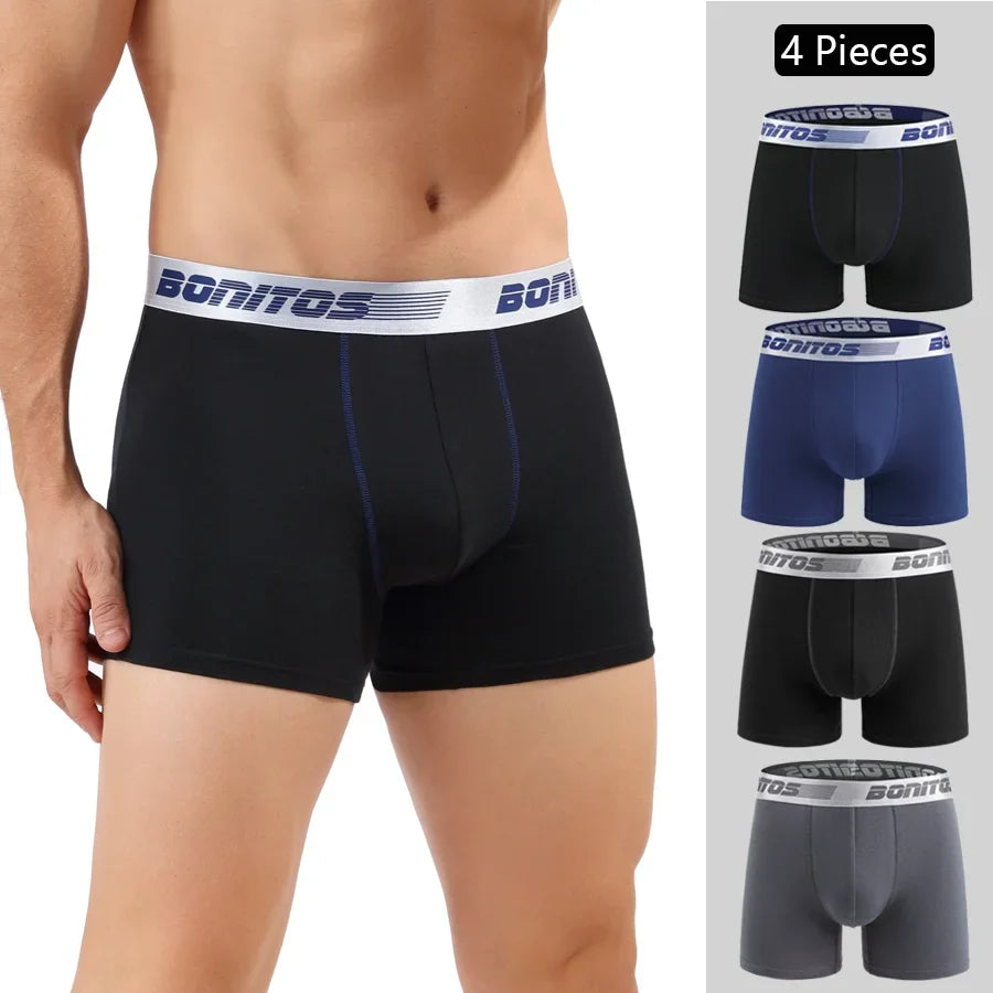 4pcs Men Cotton Boxer Shorts - Soft Comfortable Male Underwear Briefs Couple Boxers Set