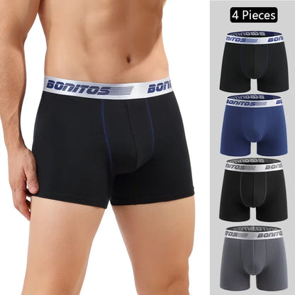 4pcs Men Cotton Boxer Shorts - Soft Comfortable Male Underwear Briefs Couple Boxers Set