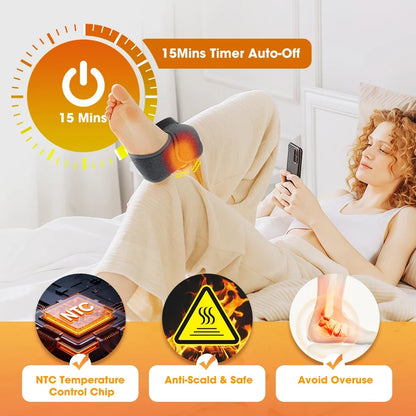 Electric Heated Foot Massager - Cordless Vibration Ankle Wrap for Home & Office Relaxation