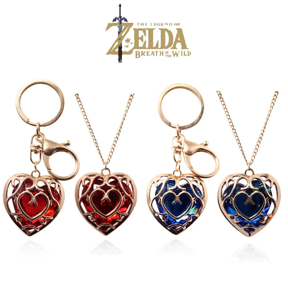 Zelda Tears of the Kingdom Keychain – Red Sapphire Heart Pendant Cosplay Accessory Gift