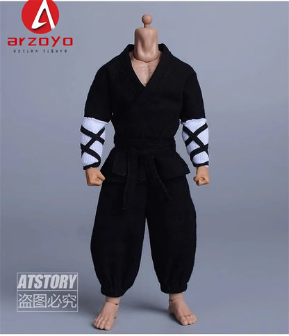 1/12 Scale Vintage Kung Fu Outfit – T-Shirt, Lantern Pants & Suit Clothes for 6" Romankey Male Action Figures