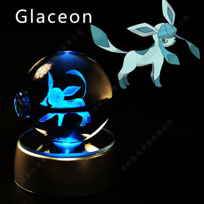 Pokémon Crystal Ball Night Light - 3D Pikachu Gengar Mewtwo Glass Lamp Statue Kids Birthday Gift