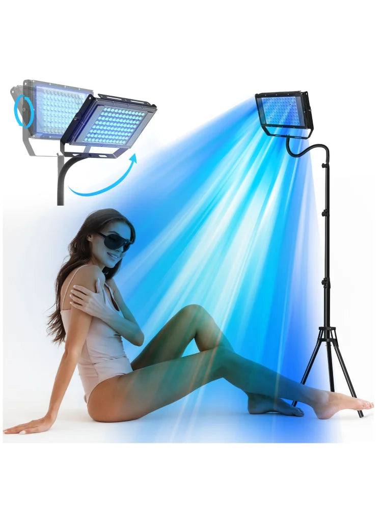 50W UV Tanning Lamp — Tripod Solarium with 48 Blue LEDs (460nm & 480nm) for Body Tanning & Skincare
