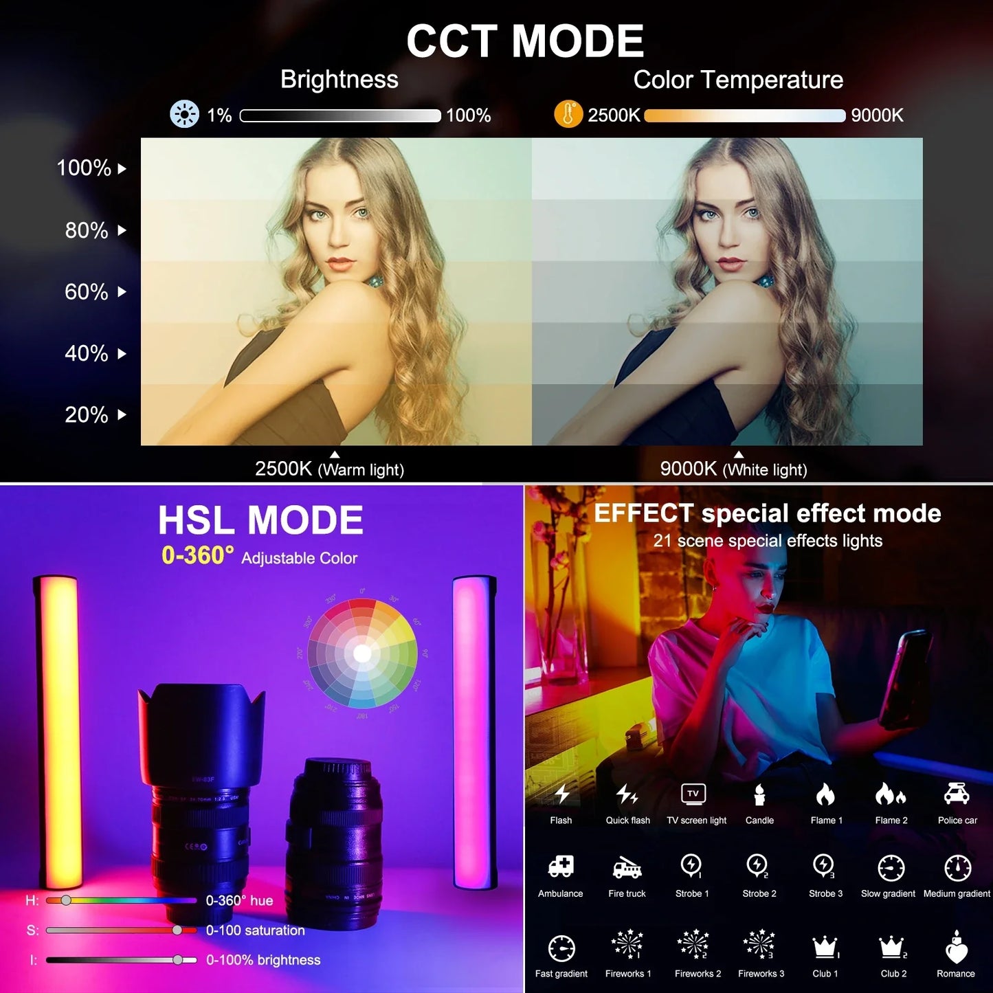 PULUZ RGB LED Light Wand 17cm/30cm – Magnetic Handheld Full Color Fill Stick Light for Photography & Video Shooting