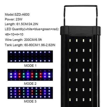Aquarium LED Light – Super Slim RGB Fish Tank Grow Light, Waterproof Clip Lamp for Aquatic Plants, 31-120cm