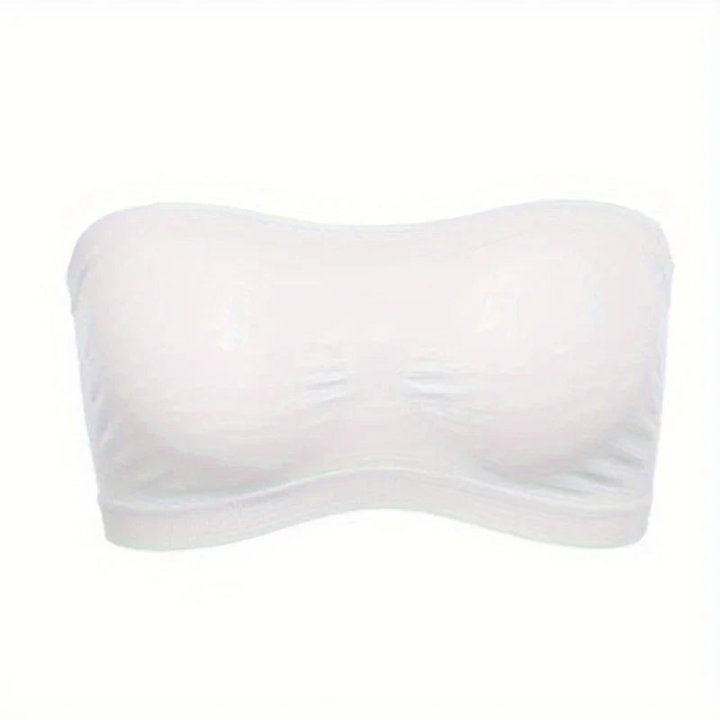 Women’s Strapless Seamless Bandeau Bra – Soft Stretch Breathable Mesh Invisible Underwear